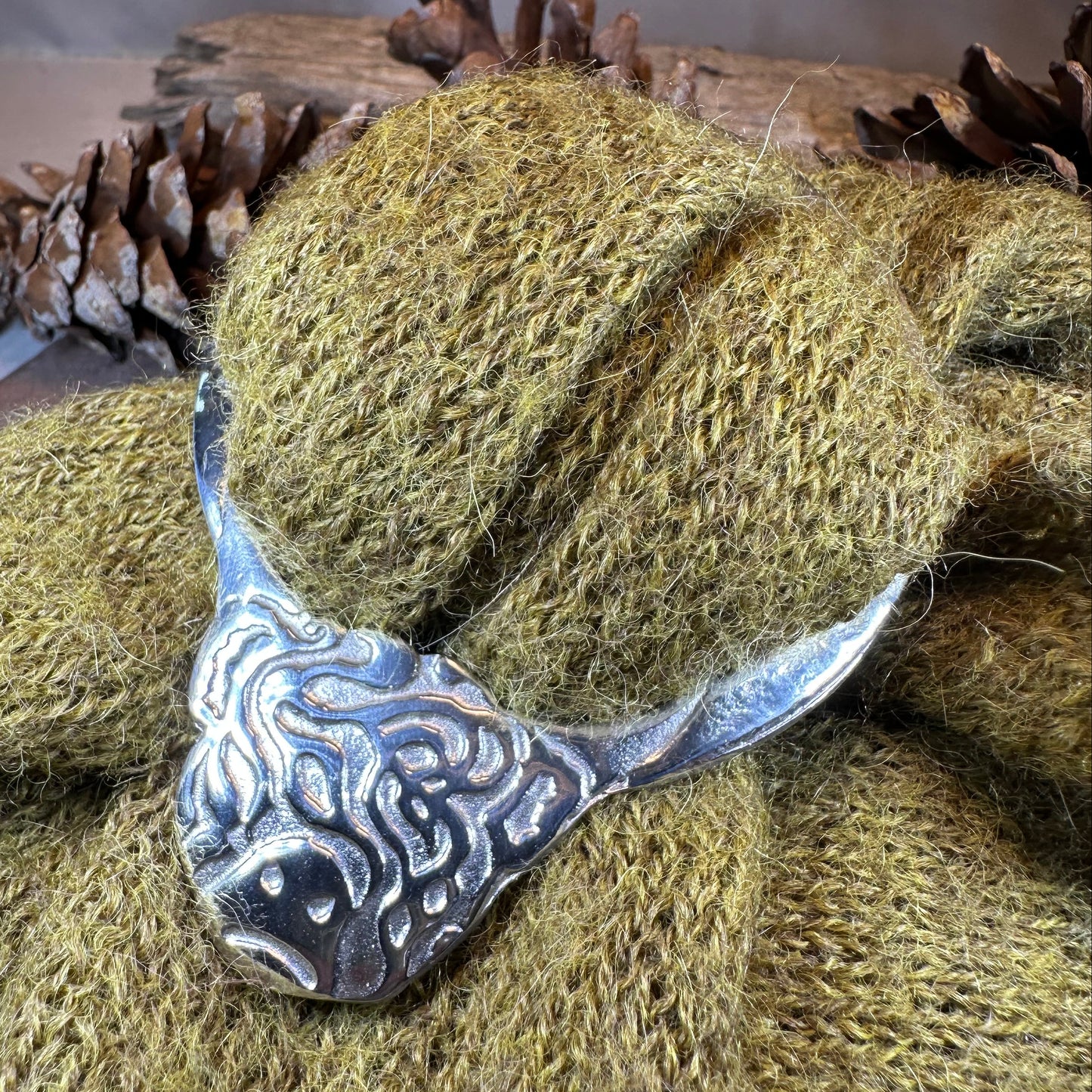 Scruffy Highland Cow Scarf Ring - Handmade in Scotland