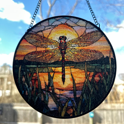 Load image into Gallery viewer, Sunset Dragonfly Suncatcher

