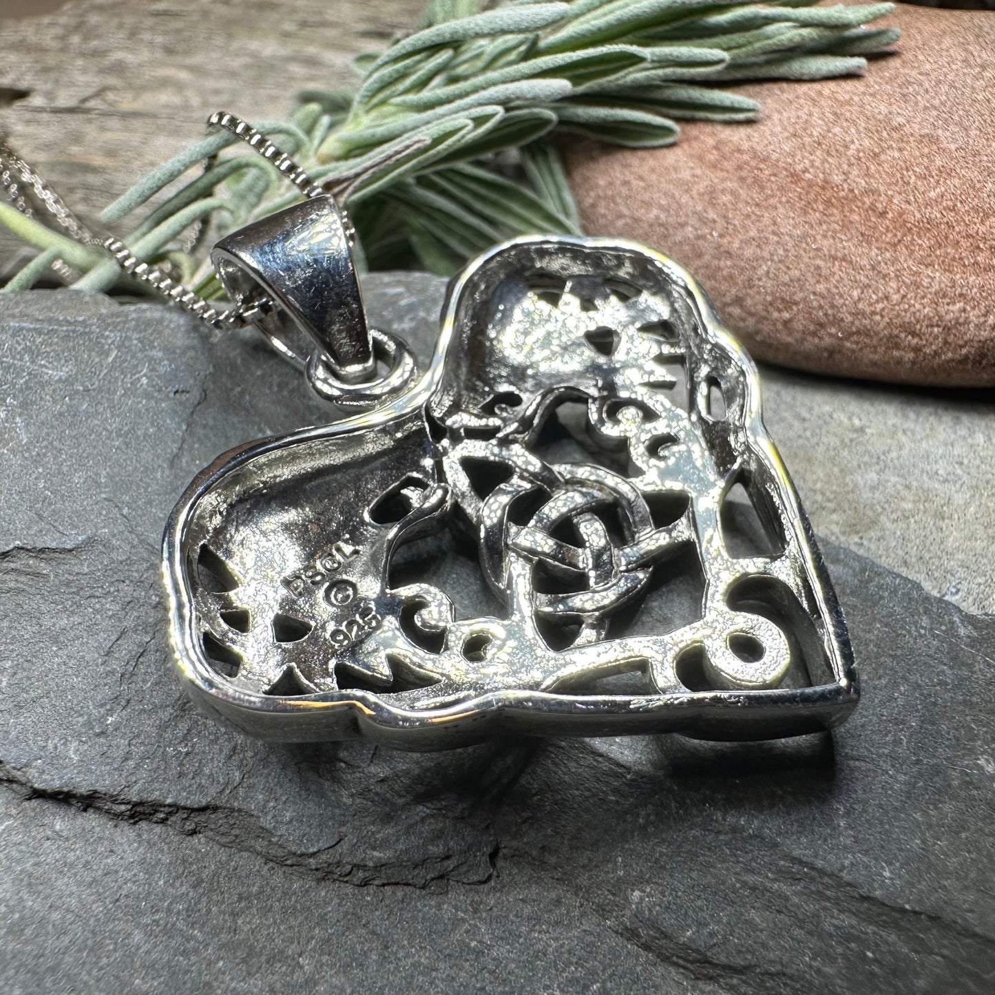 Celtic Wolf Love Necklace in Sterling Silver — view 7