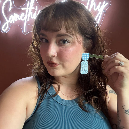 Blue Sardine Tins Dangle Earrings for Women