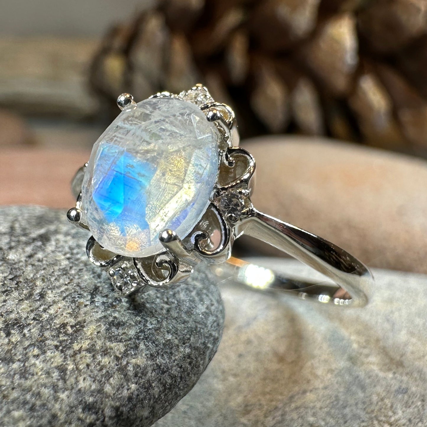 Allora Moonstone Ring in Sterling Silver