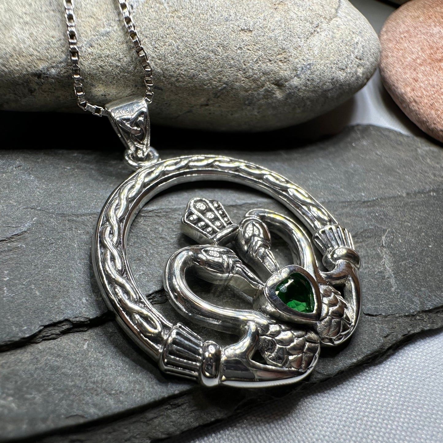 Celtic Swan Claddagh Necklace in Sterling Silver — view 5