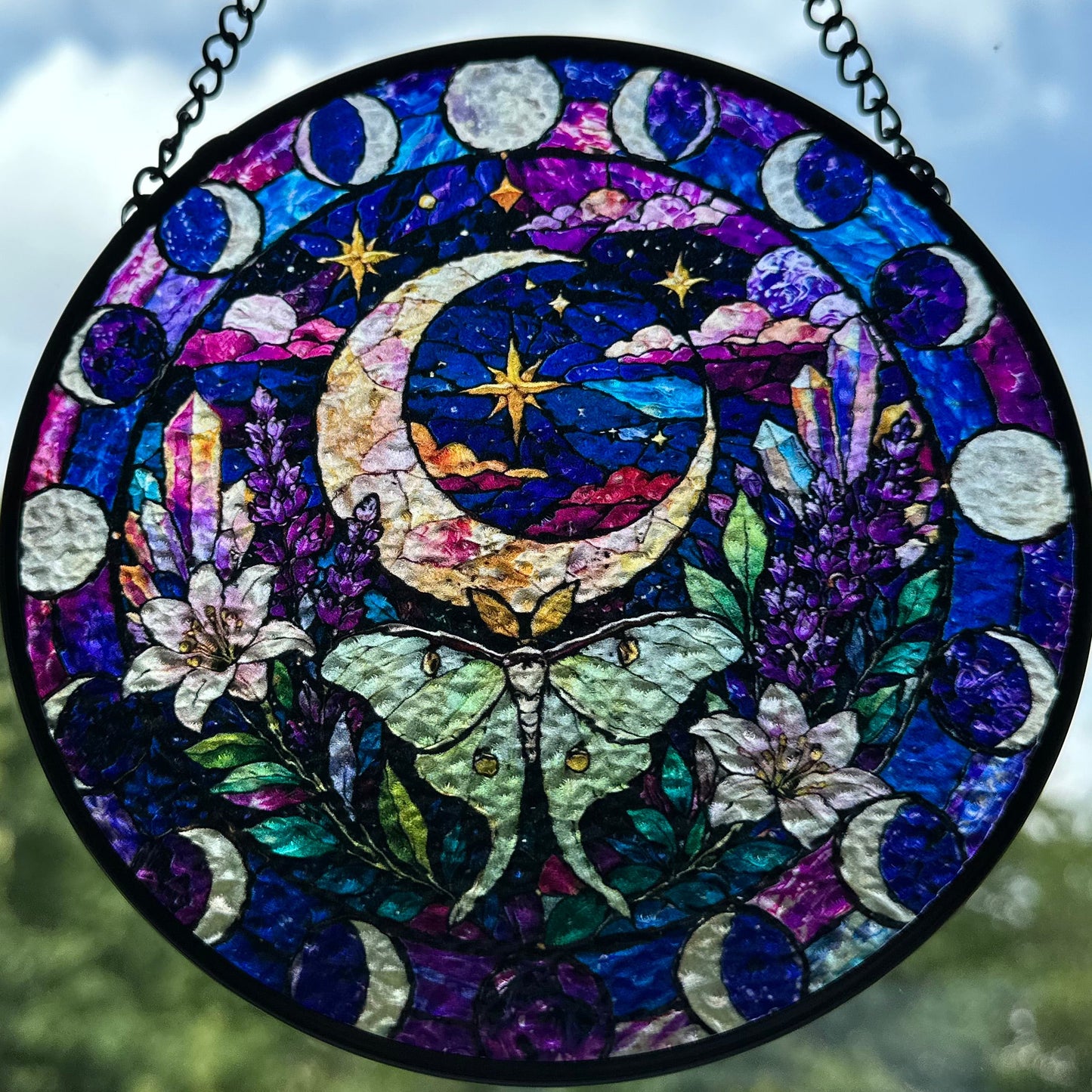 Magical Crescent Moon & Luna Moth Suncatcher