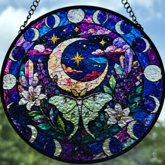 Magical Crescent Moon & Luna Moth Suncatcher