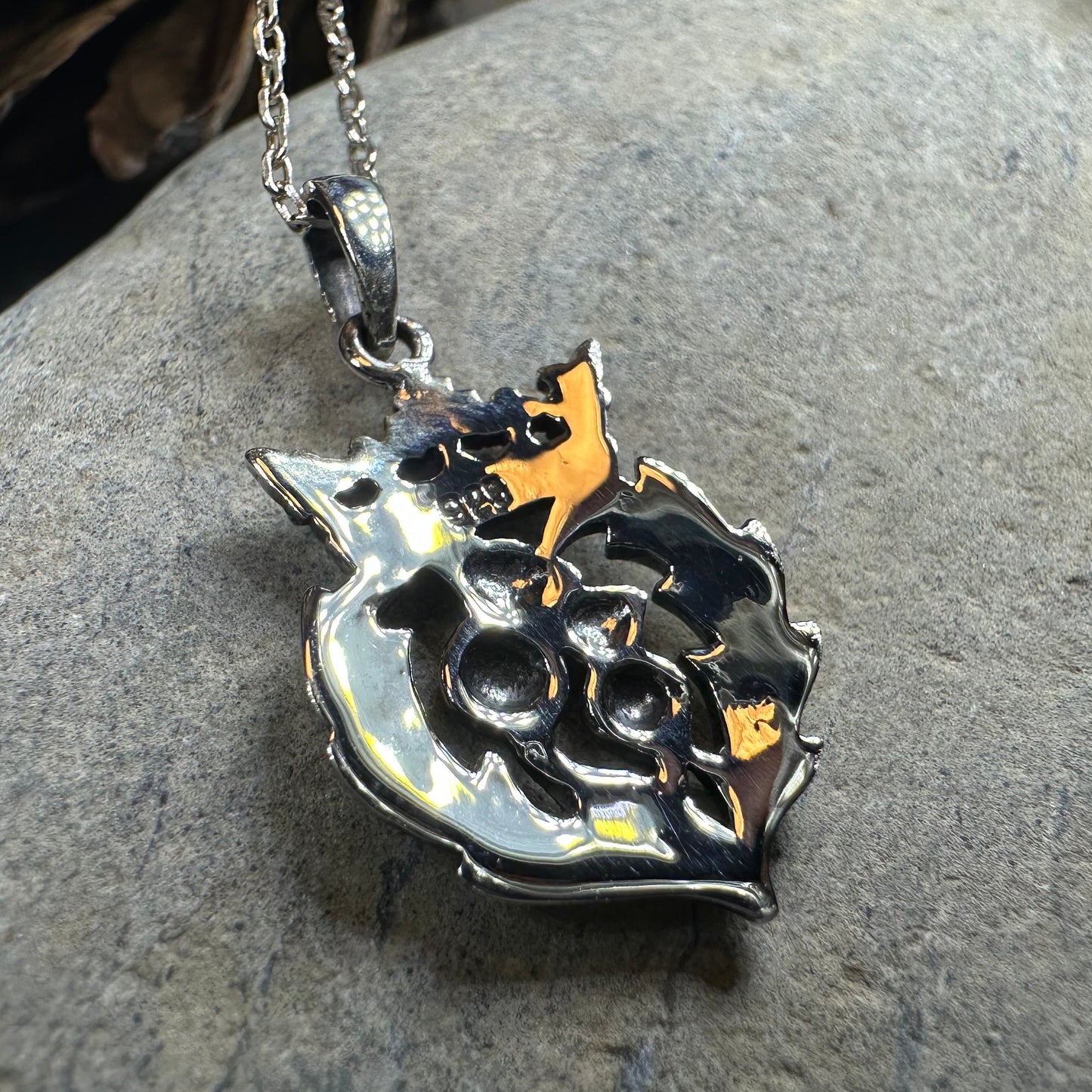 Double Thistle Scottish Luckenbooth Necklace in Sterling Silver — view 4