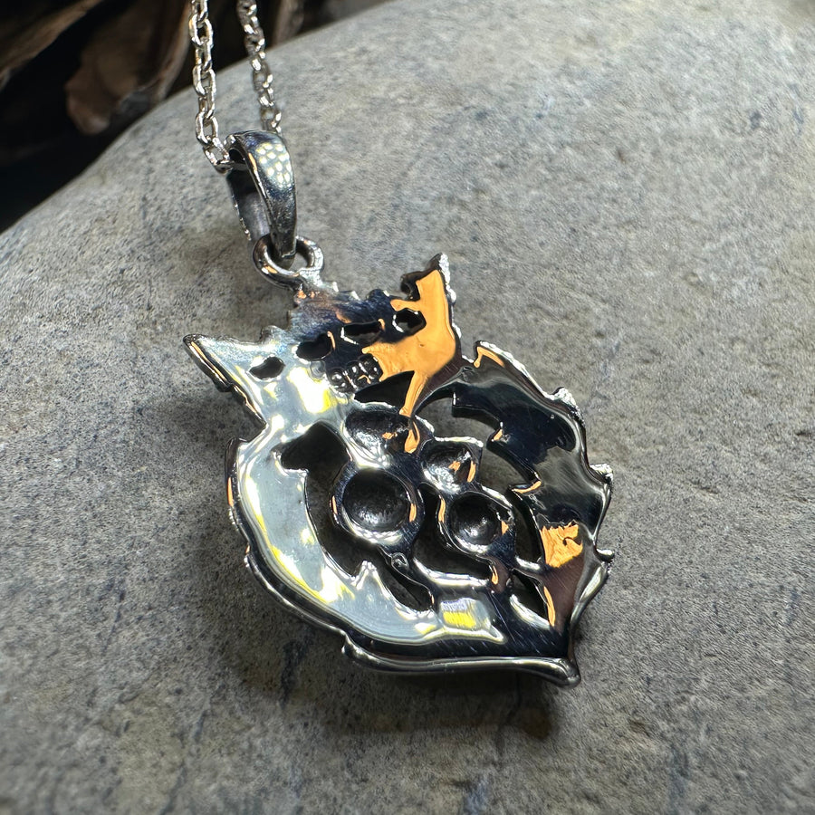 Double Thistle Scottish Luckenbooth Necklace in Sterling Silver
