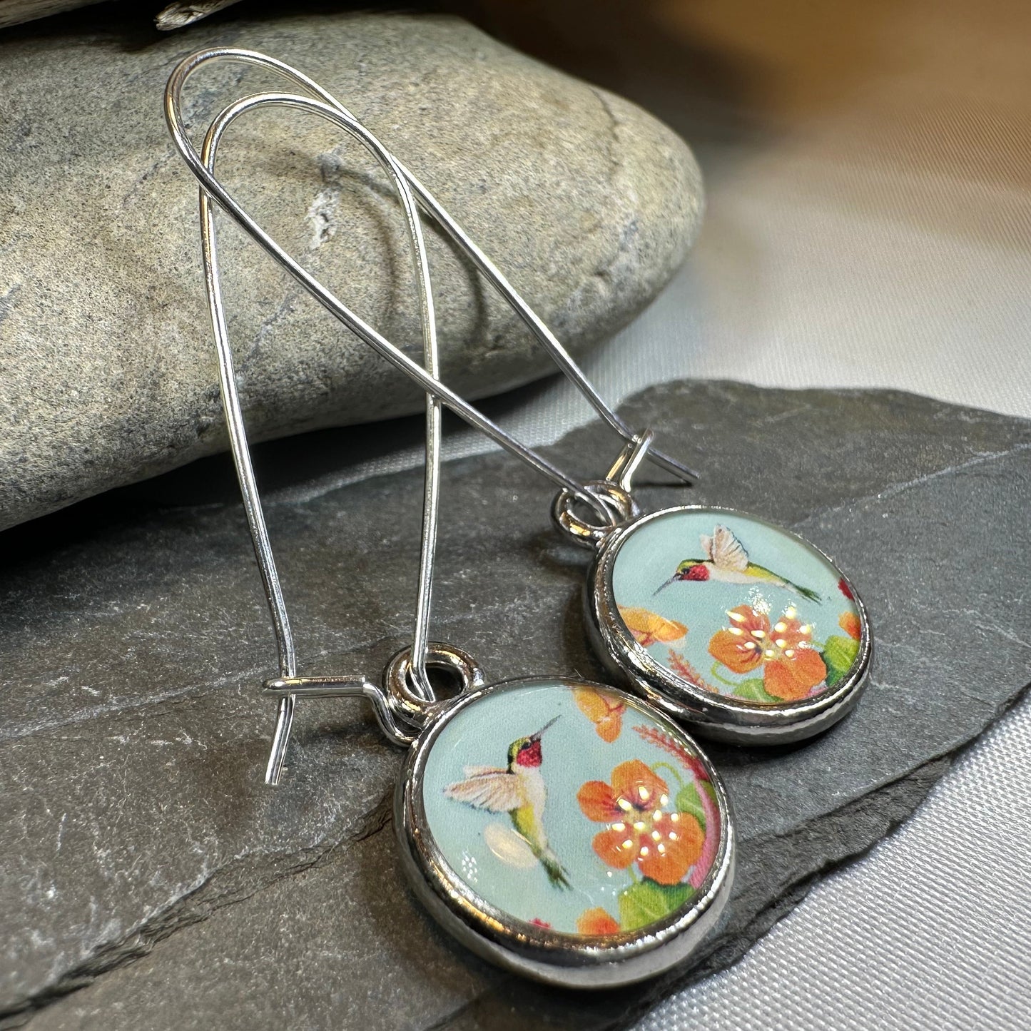 Busy Hummingbird Art Earrings