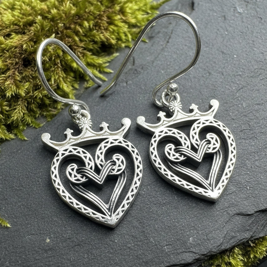 Lady of Skye Scottish Luckenbooth Earrings in Sterling Silver