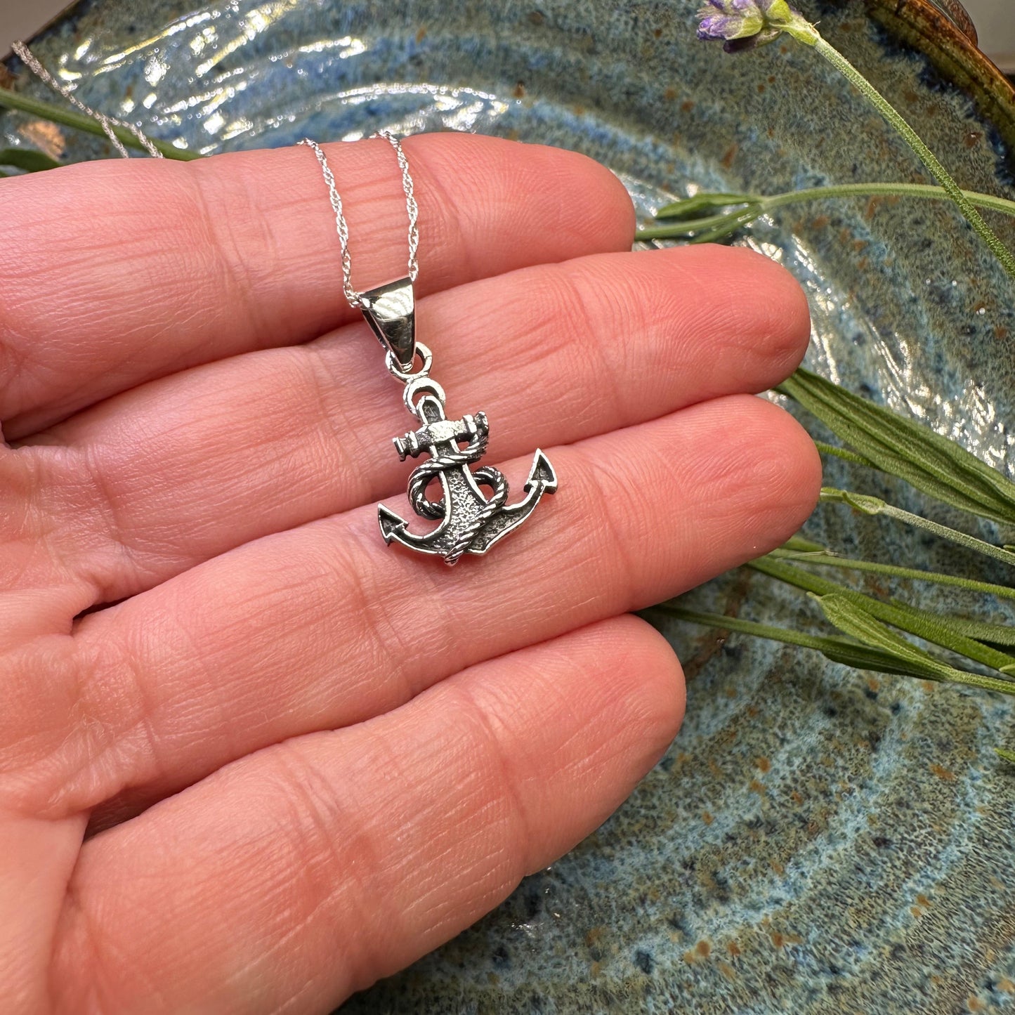 Pittenweem Petite Anchor Necklace in Sterling Silver