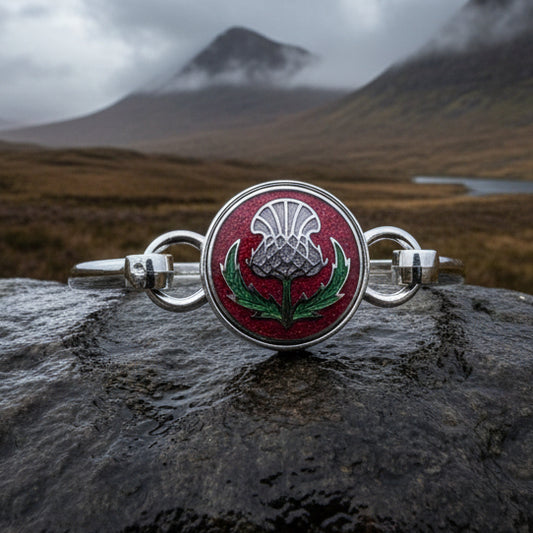 Enamel Scottish Thistle Bracelet for Women