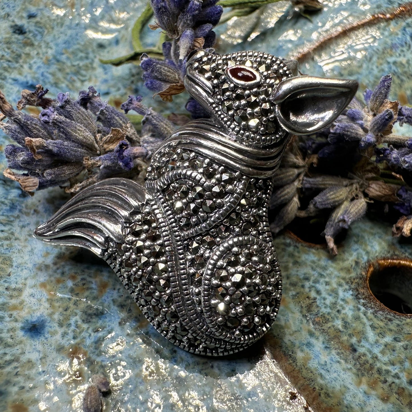 Reynard Marcasite Fox Necklace in Sterling Silver