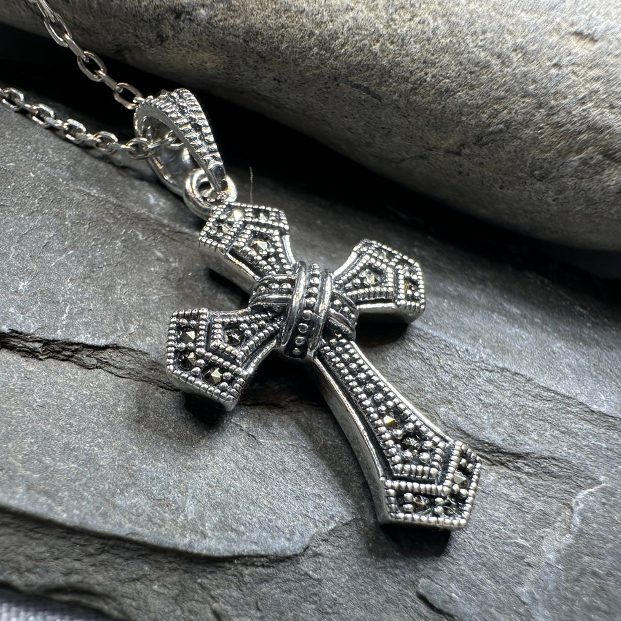Adain Marcasite Cross Necklace