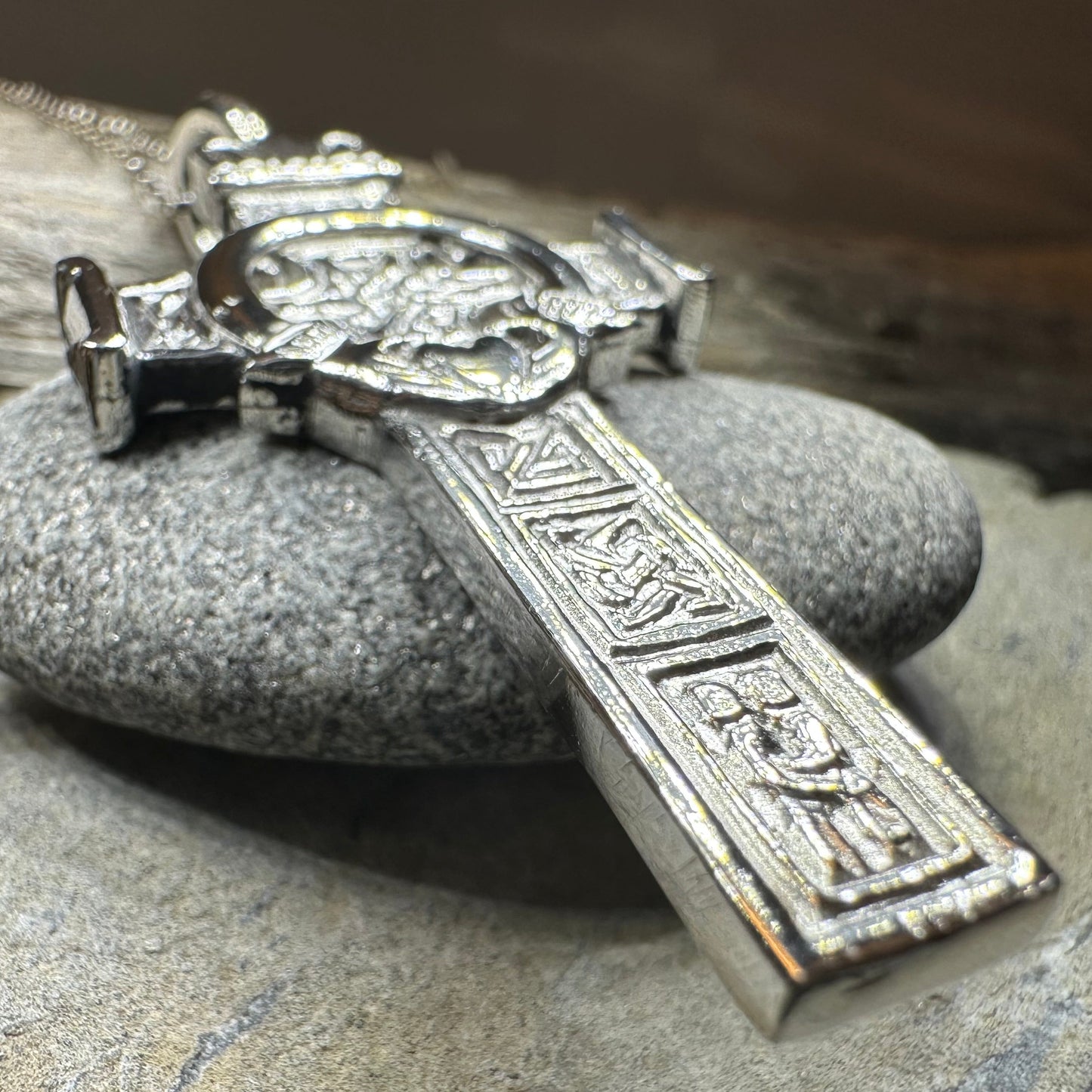 Large Artisan Irish Claddagh Cross Necklace - Made in Ireland