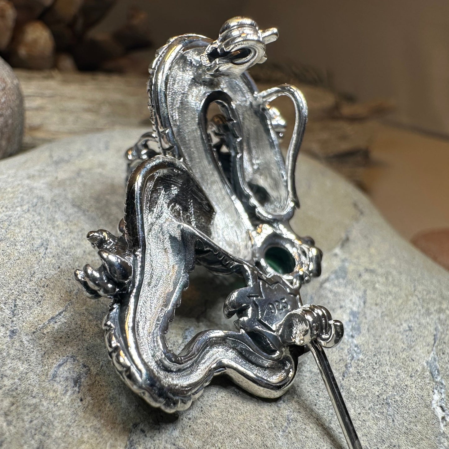 Celtic Rising Dragon Brooch in Sterling Silver