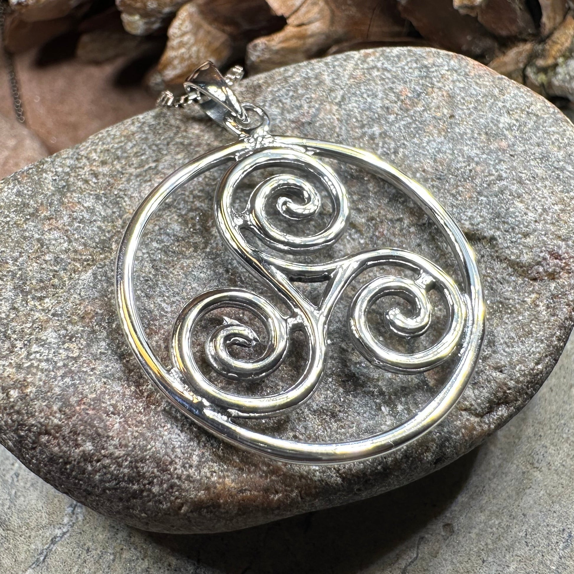 Ancient Celtic Spiral Necklace In Sterling Silver — view 10