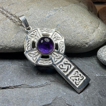 Load image into Gallery viewer, Amethyst Celtic Cross Necklace
