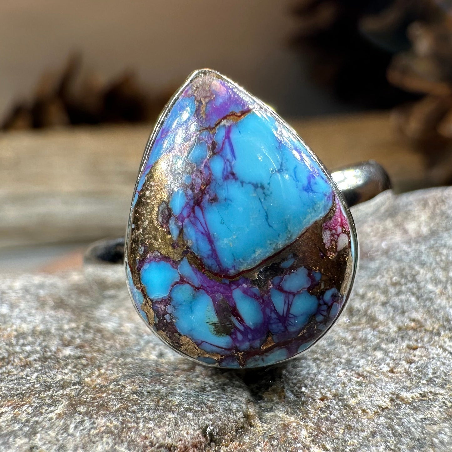 Purple Dahlia Turquoise Ring in Sterling Silver