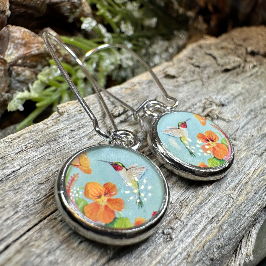 Busy Hummingbird Art Earrings