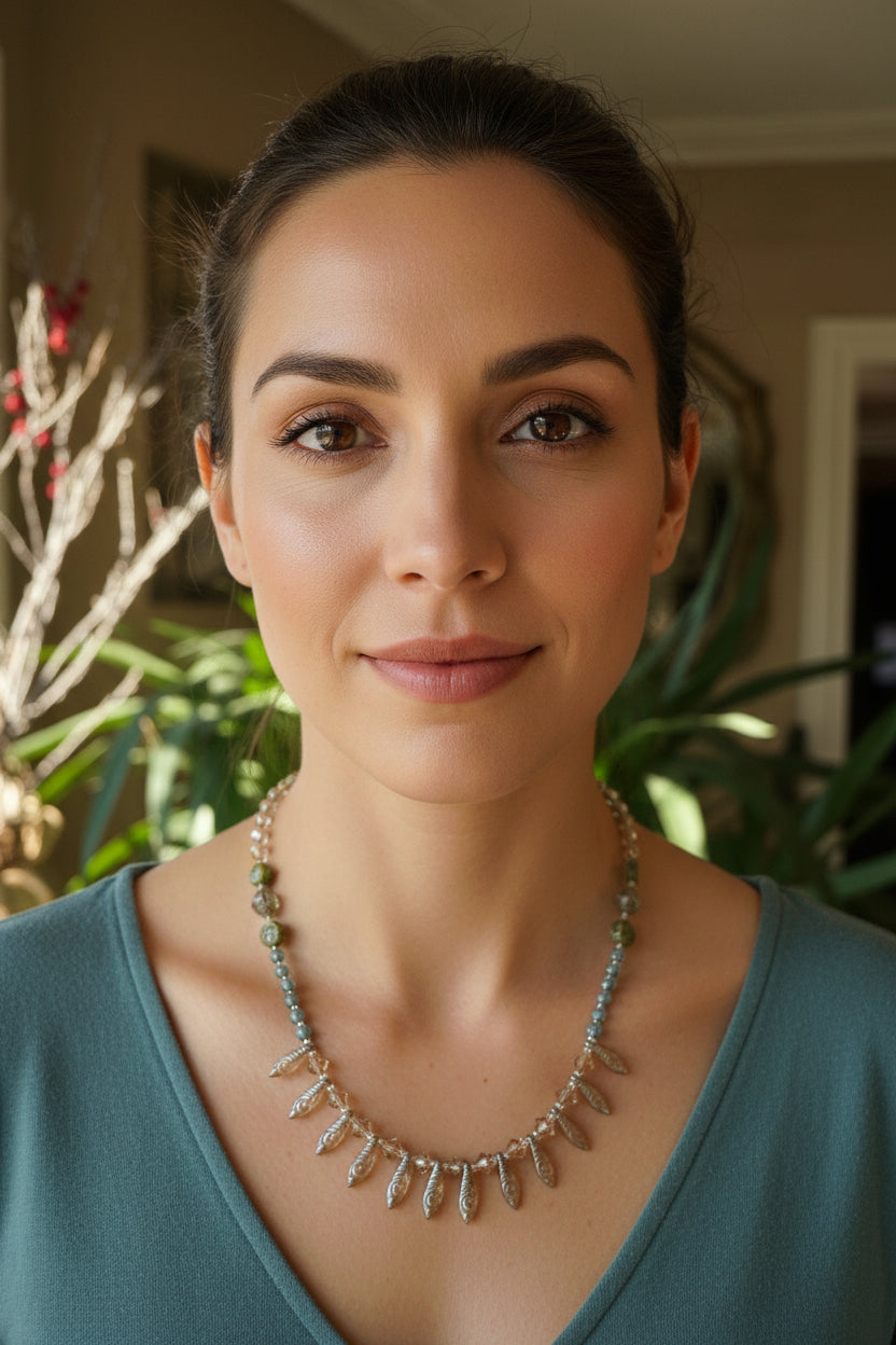 Peacock Crystal Necklace — view 9