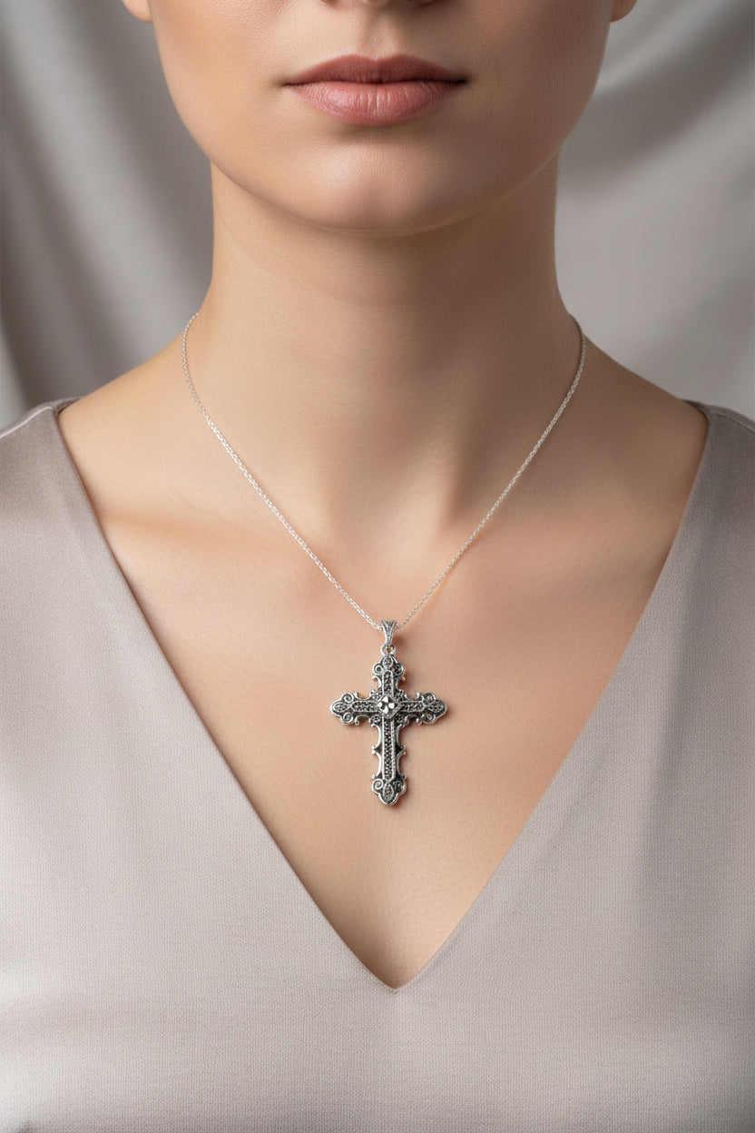 Jehanne Marcasite Cross Necklace — view 7