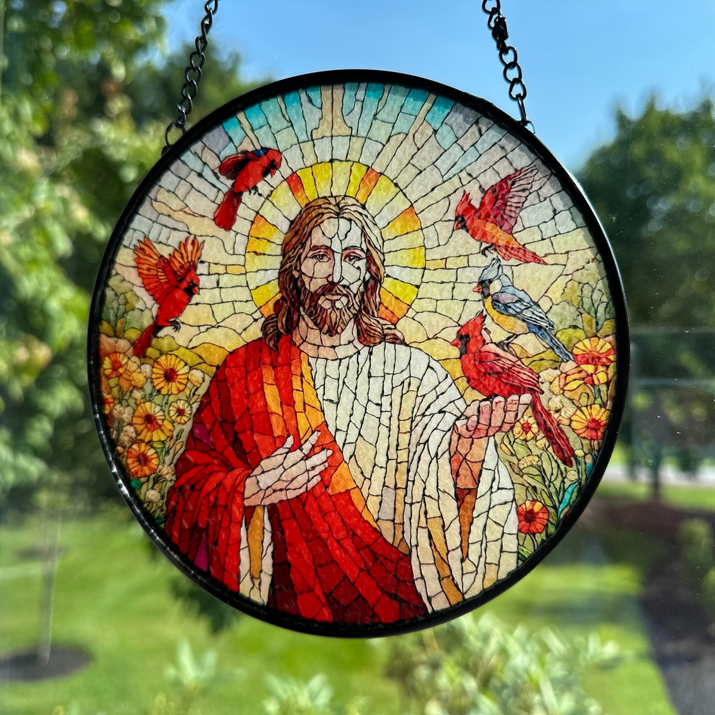 Jesus & Cardinals Suncatcher