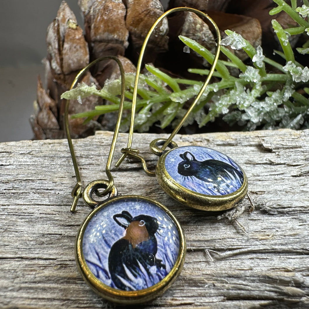 Twilight Rabbit Art Earrings