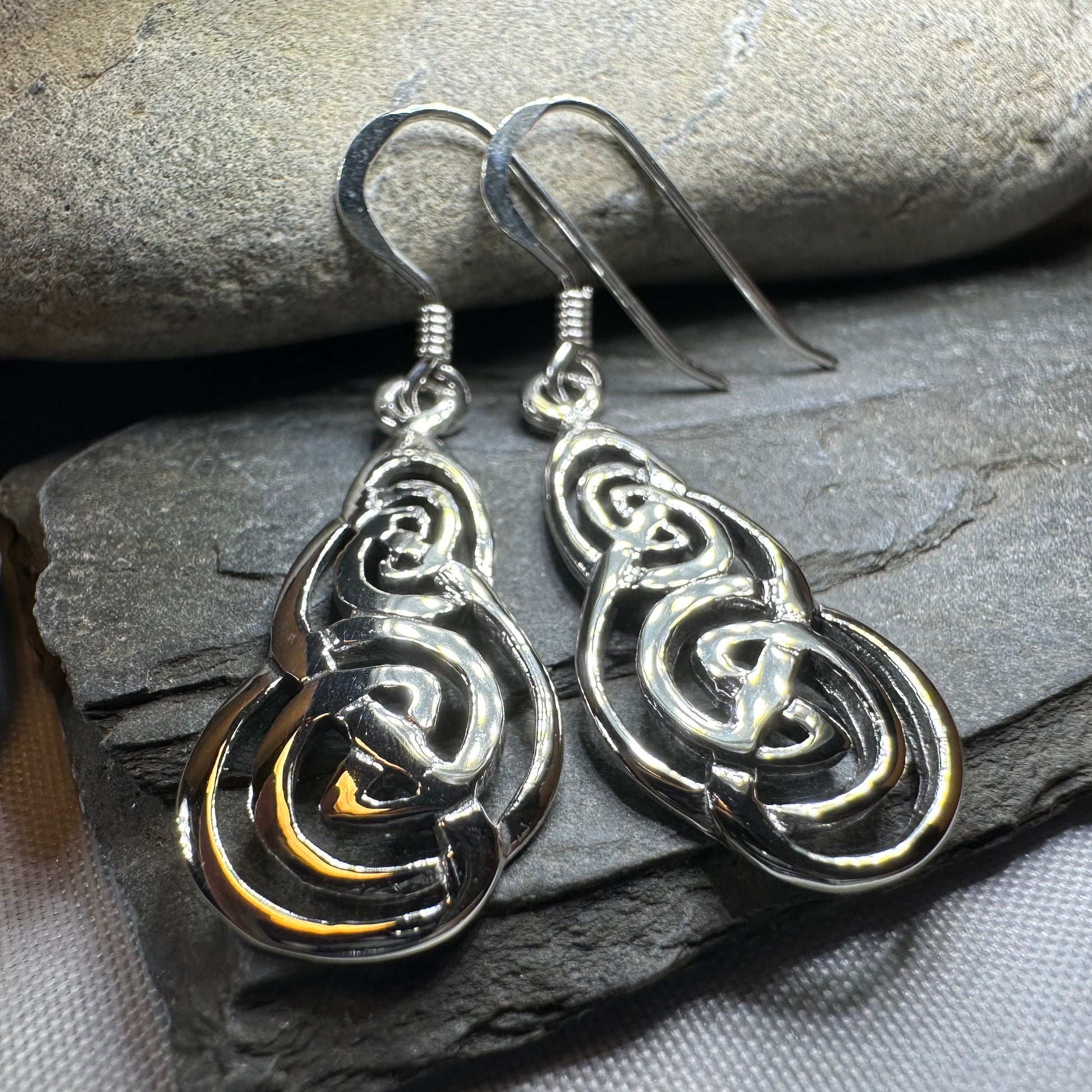 Beltane Celtic Earrings in Sterling Silver — view 8
