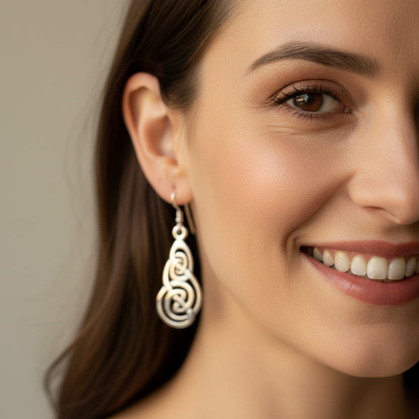 Beltane Celtic Earrings in Sterling Silver — view 6