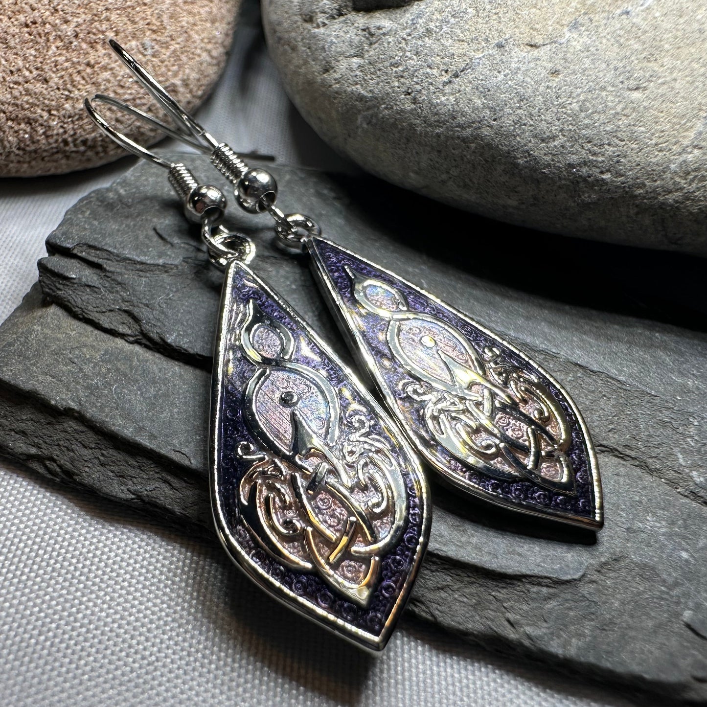 Aura Enamel Celtic Teardrop Earrings