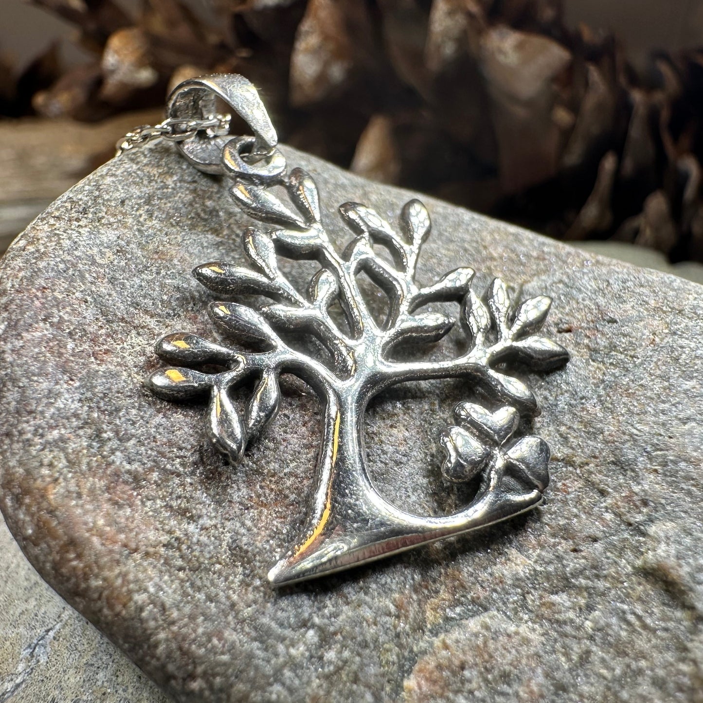 Elsa Tree of Life Shamrock Necklace in Sterling Silver — view 7