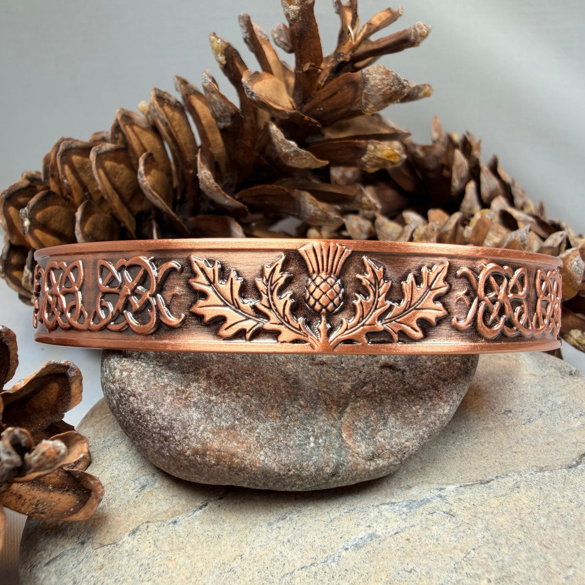 Highland Scottish Thistle Copper Cuff Bracelet