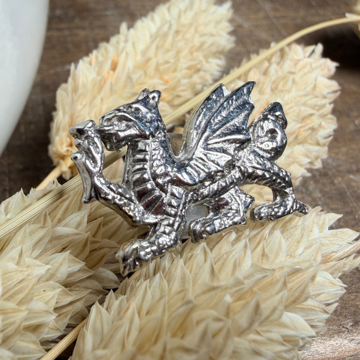 Welsh Dragon Lapel Pin in Pewter