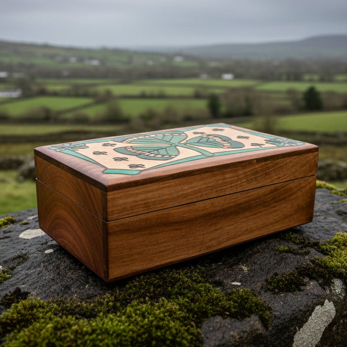 Celtic Shamrock Keepsake Box - Handmade Wooden Box