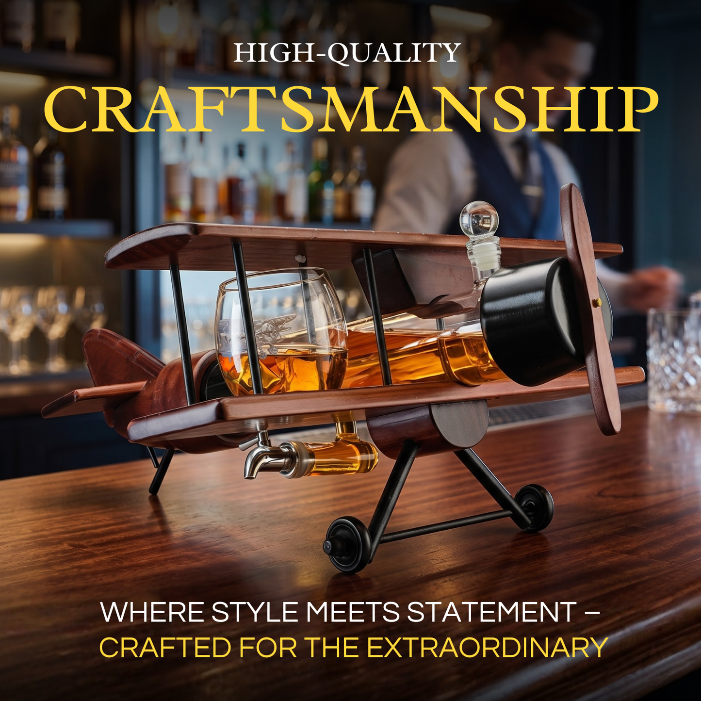 Whiskey Decanter Airplane Set Premium Barware