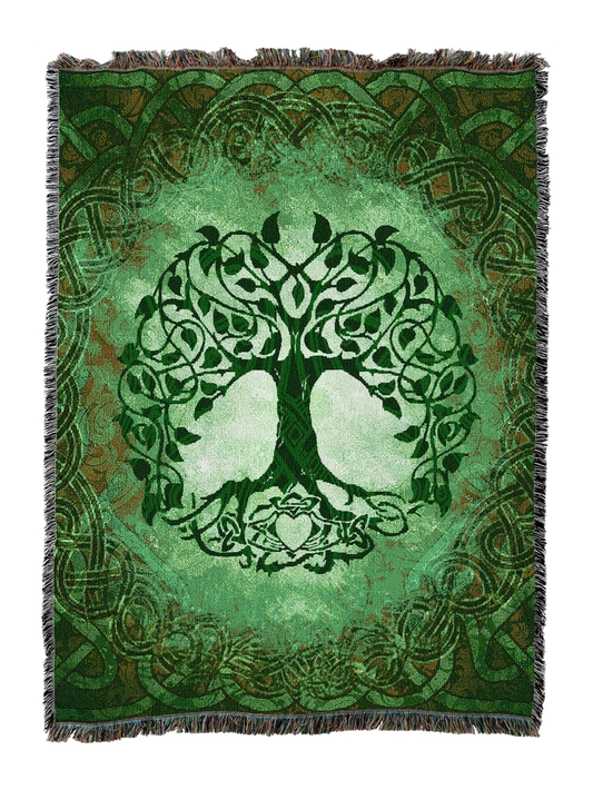 Claddagh Tree of Life Cotton Blanket - Handmade in North Carolina