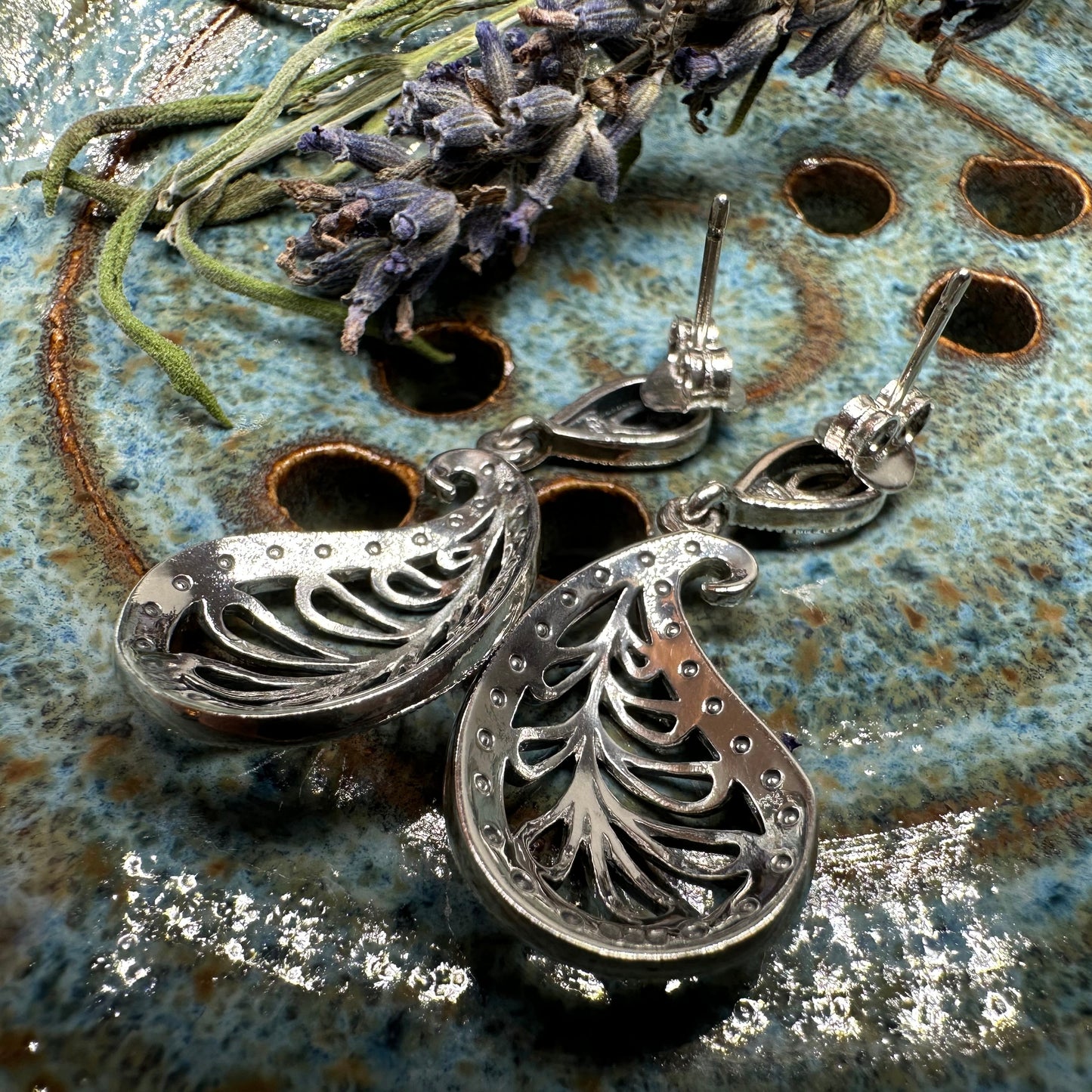 Elegant Celtic Paisley Earrings in Sterling Silver