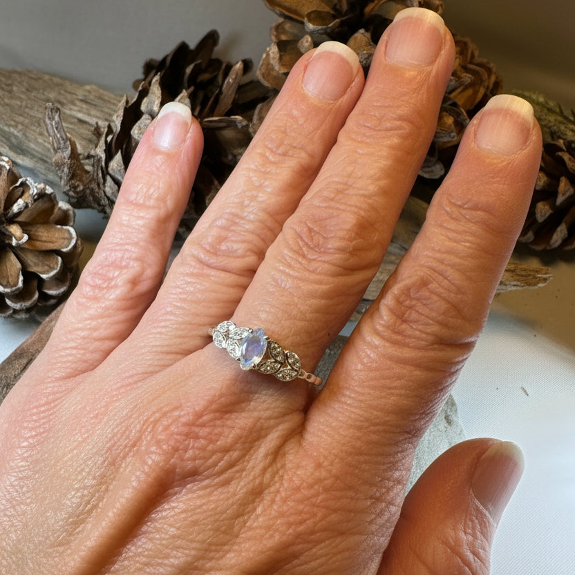 Laurel Moonstone Ring in Sterling Silver — view 3