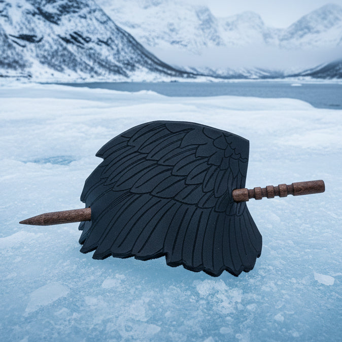 Black Raven Wing Leather Hair Slide for Women