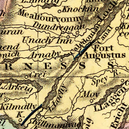 Vintage Map of Scotland 1842 Wall Art