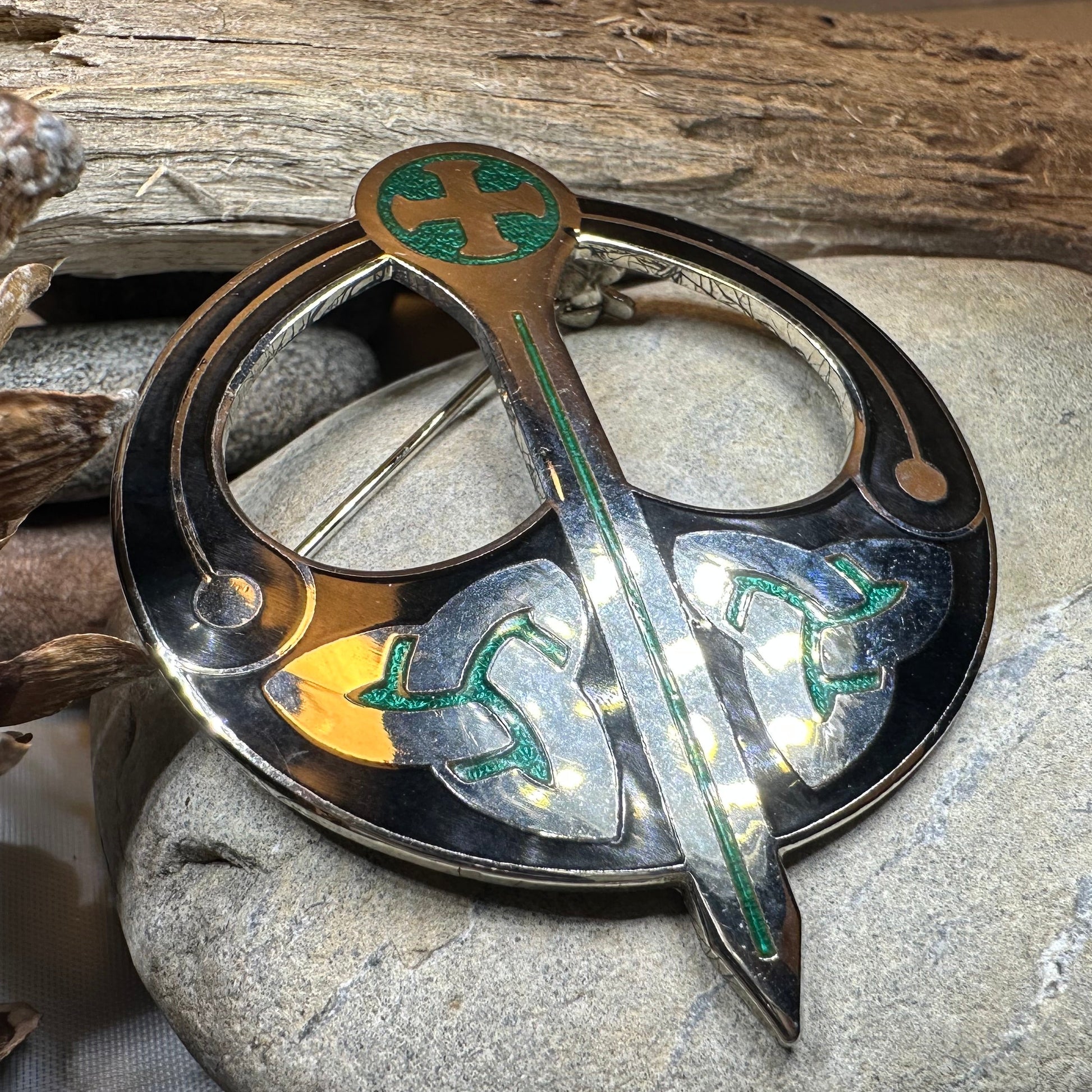 Enamel Celtic Trinity Knot Tara Brooch — view 7