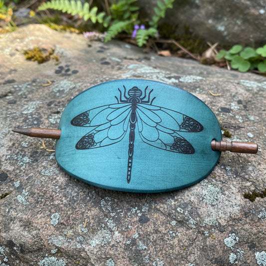Celtic Dragonfly Leather Hair Slide for Women
