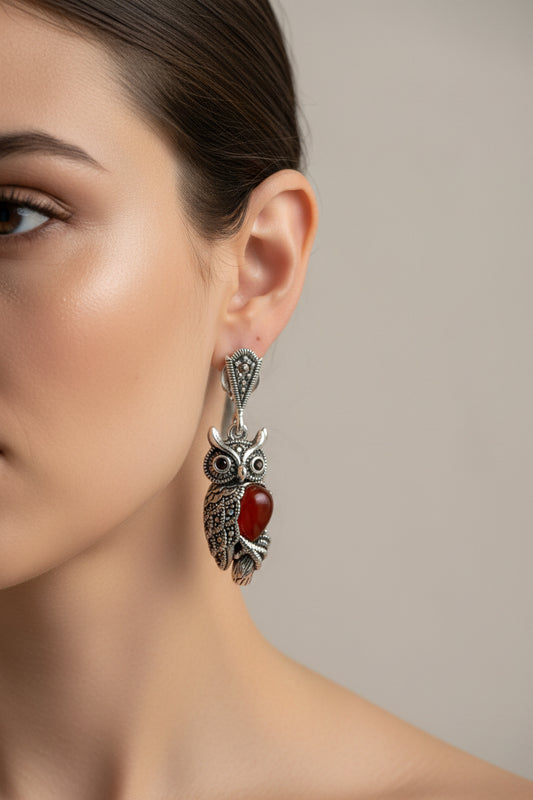 Marcasite Owl Earrings