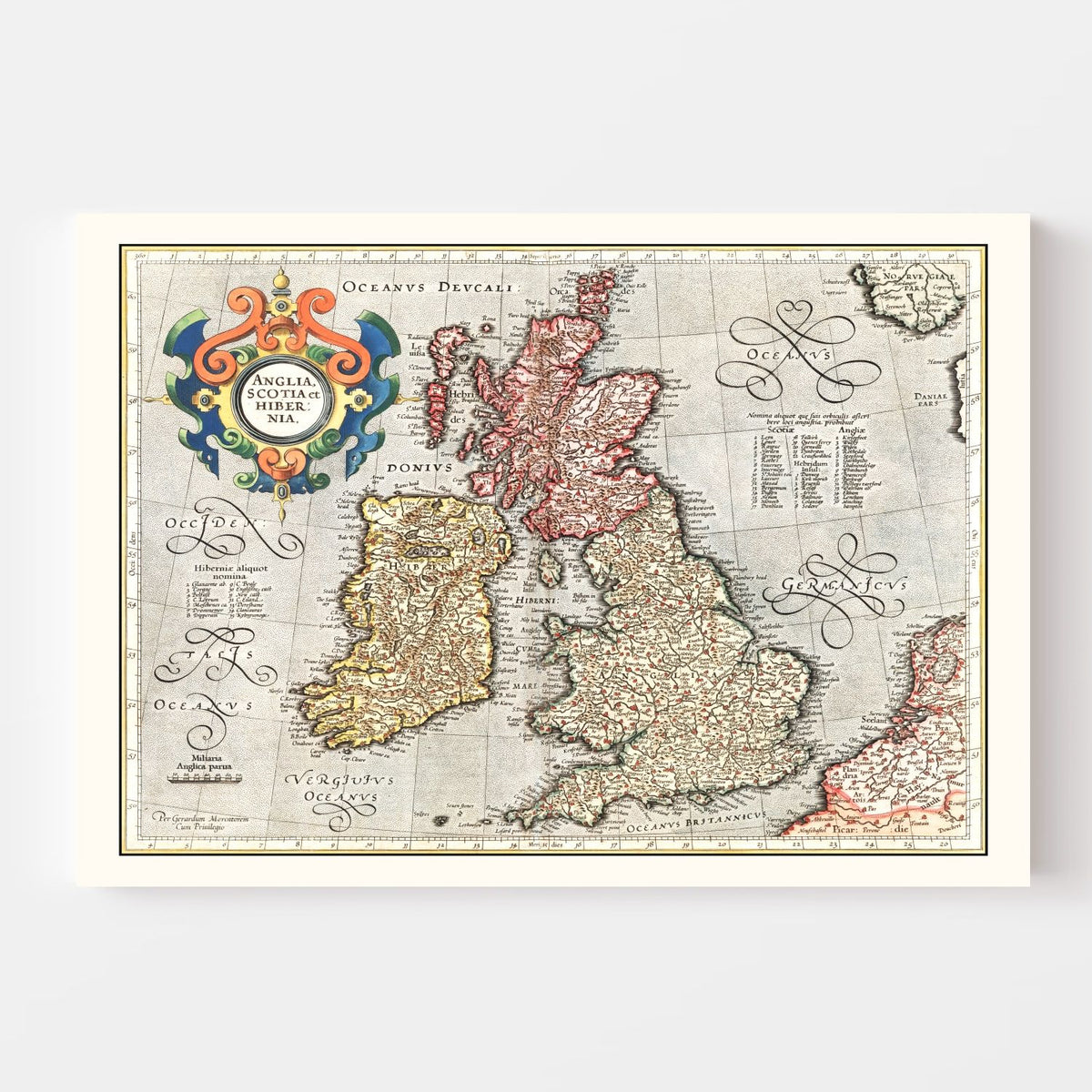 Vintage Map of England, Scotland & Ireland 1623 Wall Art