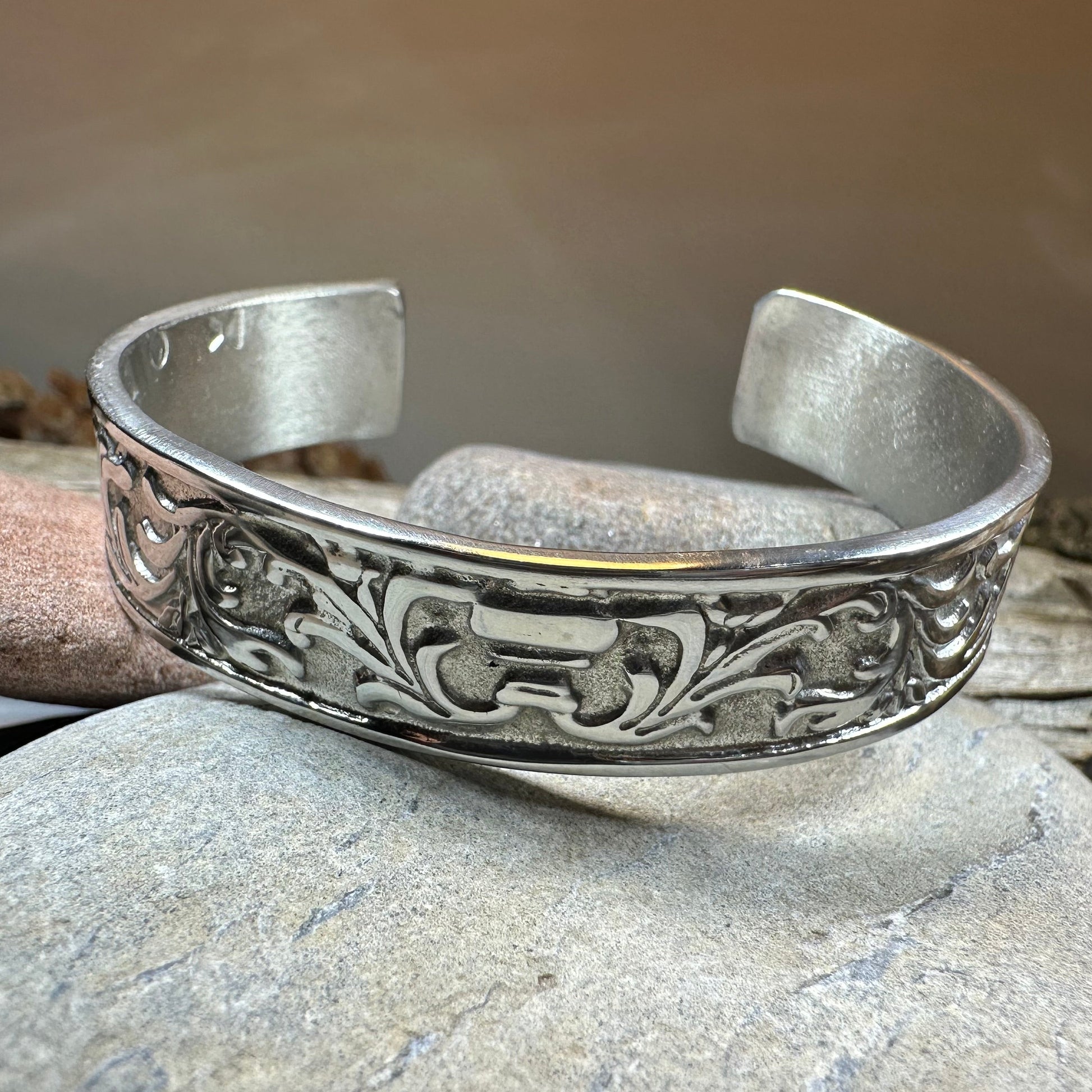 Baroque Pewter Cuff Bracelet - Handmade in Scotland — view 3