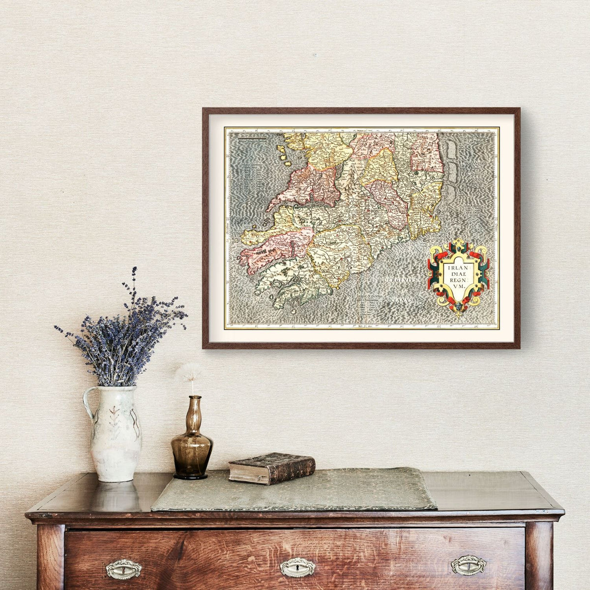 Vintage Map of The Kingdom of Ireland 1623 Wall Art
