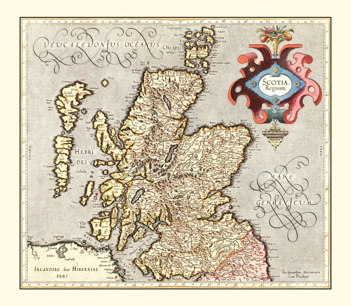 Vintage Map of Scotland 1623 Wall Art