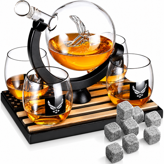 United States Airforce Whisky Decanter Premium Gift with Four Glasses & Whisky Stones