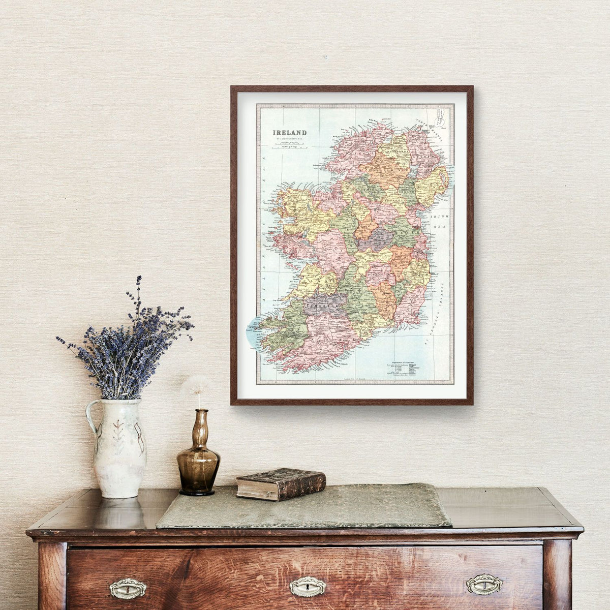 Vintage Map of Ireland 1871 Wall Art