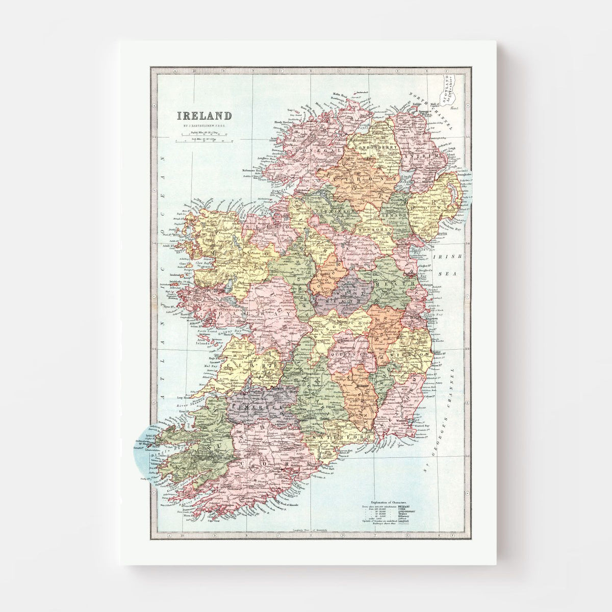 Vintage Map of Ireland 1871 Wall Art
