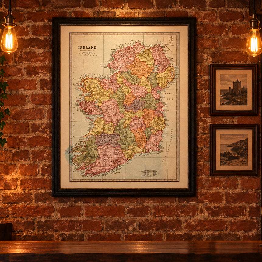 Vintage Map of Ireland 1871 Wall Art